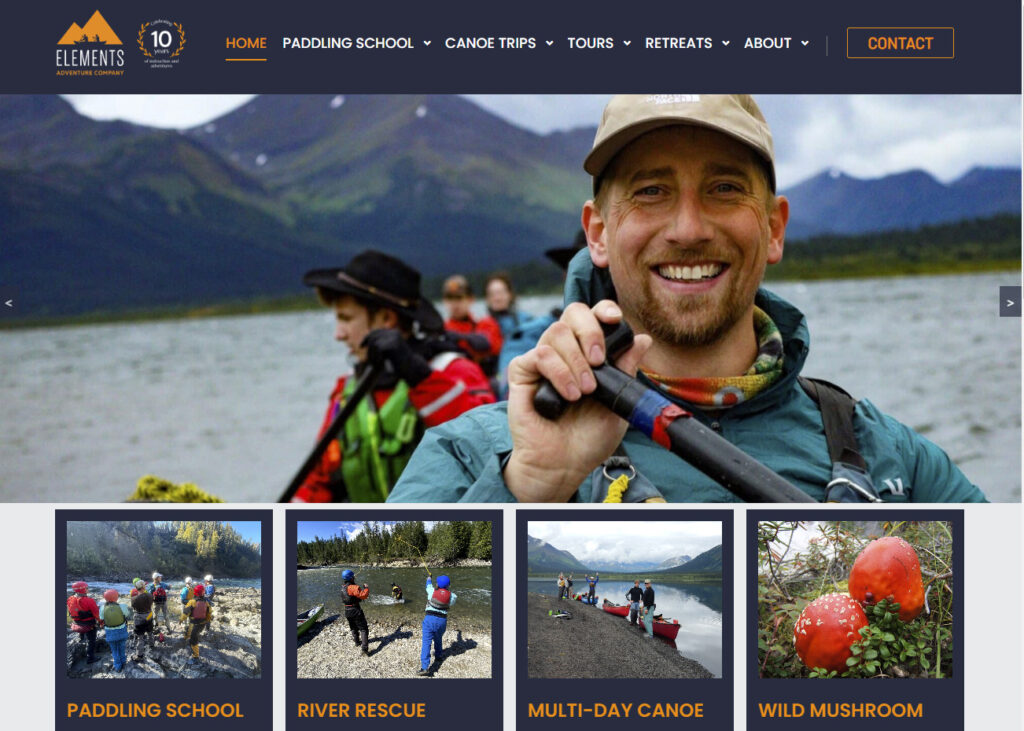 web design example for adventure company